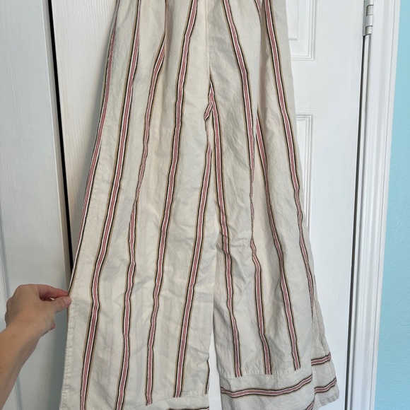 Billabong Women’s Cream Wide Leg Pants with Multicolor Stripes - Picture 4 of 6